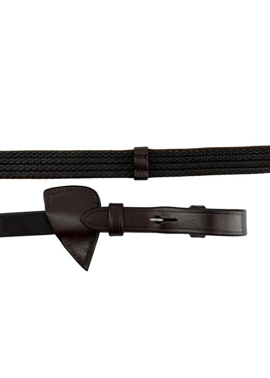 Rubber Grip Reins with Stoppers - Brown Leather