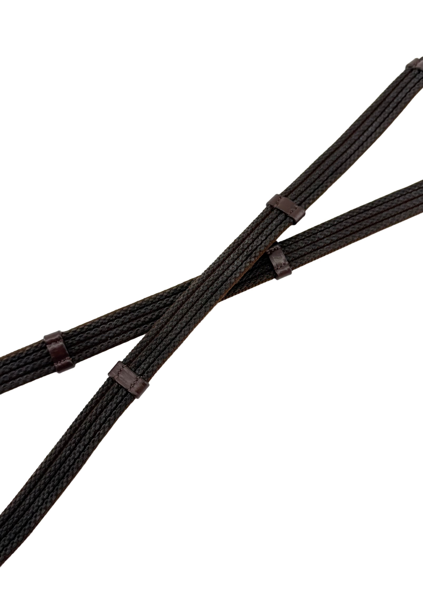 Rubber Grip Reins with Stoppers - Brown Leather