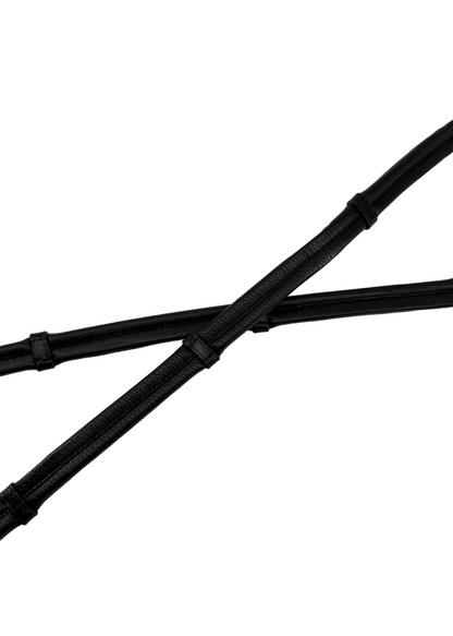 Soft Gel Padded Reins - Black Leather