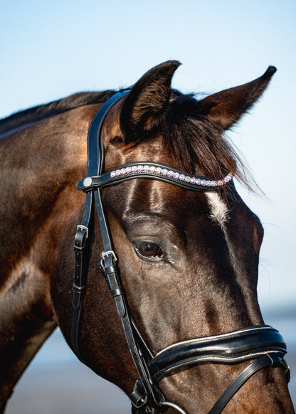 AURORA BOREALIS Crystal Bridle - BLACK LEATHER